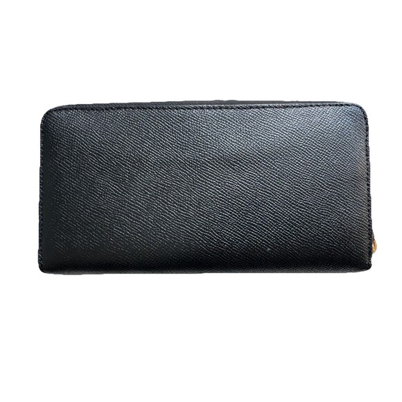 Coach Pebble Leather Zip Around Black Large Wallet Logo - Picture 2 of 9